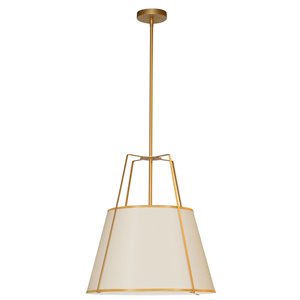 Dainolite Trapezoid Modern/Contemporary 18-in Cream and Gold Pendant Light