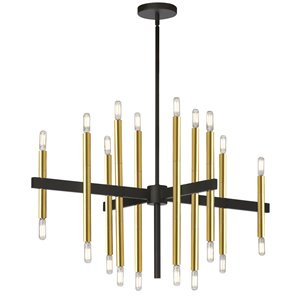 Dainolite Derry 20-Light Matte Black and Aged Brass Transitional Chandelier