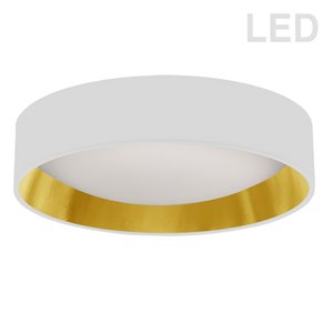 Plafonnier de 15 po de style moderne/contemporain blanc/doré à système à DEL intégré de Dainolite