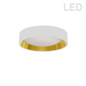 Plafonnier de 11 po de style moderne/contemporain blanc/doré à système à DEL intégré de Dainolite