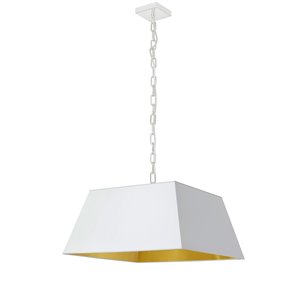 Dainolite Milano Modern/Contemporary Square White and Gold 20-in Pendant Light