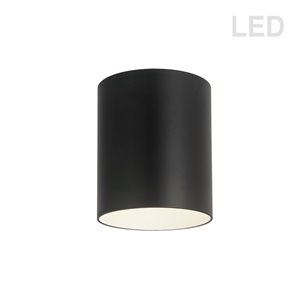 Plafonnier Echo de 5,12 po de style moderne/contemporain noir mat à système à DEL intégré de Dainolite