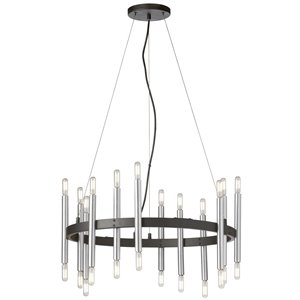 Lustre transitionnel Derry en noir mat et chrome poli à 24 lumières par Dainolite