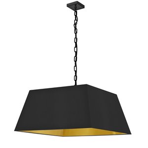 Luminaire suspendu moderne/contemporain de 26 po noir et doré Milano par Dainolite