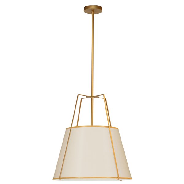 Dainolite Trapezoid Modern/Contemporary Gold and Cream 18-in Pendant Light