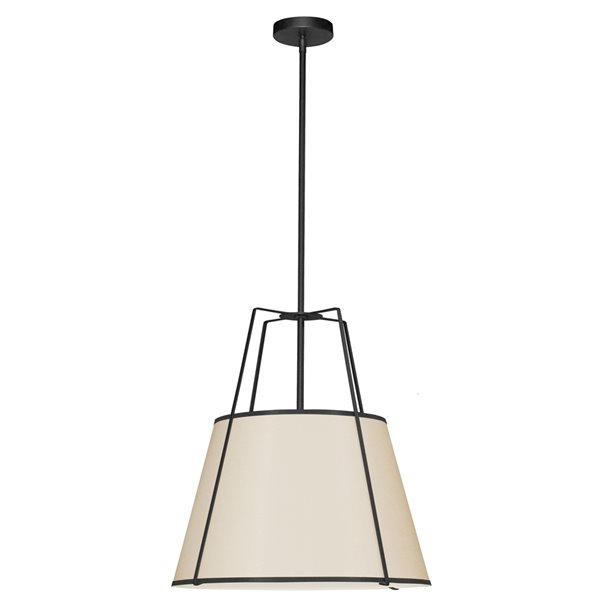 Dainolite Trapezoid Modern/Contemporary Black and Cream 18-in Pendant Light