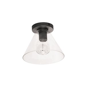 Plafonnier Roswell de 9 po de style moderne/traditionnel noir mat à ampoule à incandescence de Dainolite