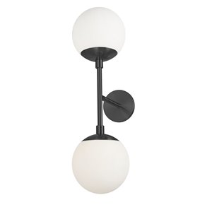 Dainolite 10.5-in W Dayana 2-Light Matte Black de style moderne/traditionnel  Halogen Wall Sconce