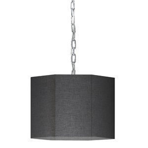 Luminaire suspendu transitionnel noir et chromé Octavia par Dainolite de 16 po