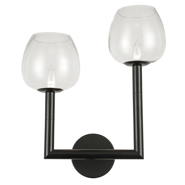 Dainolite 6.75-in W Nora 2-Light Matte Black Wall Sconce