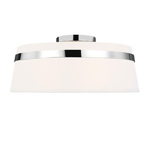 Plafonnier contemporain Symphony de Dainolite chrome poli de 15 po avec abat-jour blanc