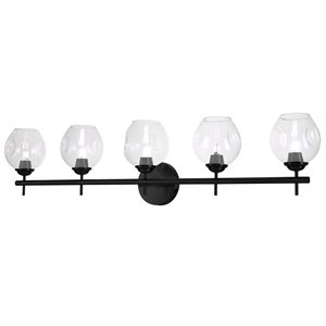 Luminaire pour meuble-lavabo transitionnel à 5 lumières Abii par Dainolite de 38 po, noir