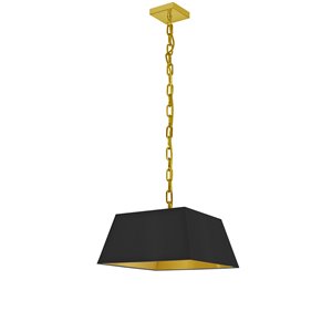 Luminaire suspendu moderne/contemporain noir et doré Milano par Dainolite de 14 po