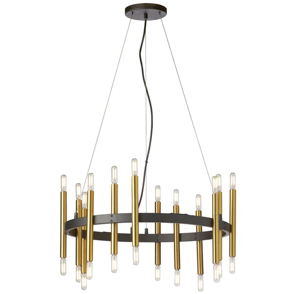 Dainolite Derry 24-Light Matte Black and Aged Brass Transitional Chandelier