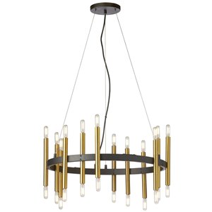 Dainolite Derry 24-Light Matte Black and Aged Brass Transitional Chandelier