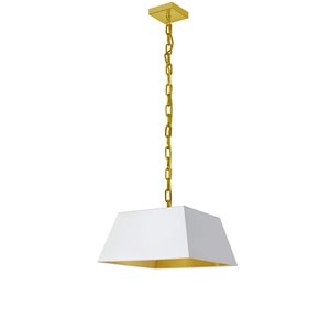 Luminaire suspendu moderne/contemporain blanc et doré Milano par Dainolite de 14 po