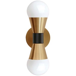 Dainolite 5.4-in W Fortuna 2-Light Aged Brass Modern Incandescent Wall Sconce