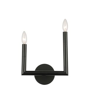 Dainolite 6.75-in W Nora 2-Light Matte Black Incandescent Wall Sconce