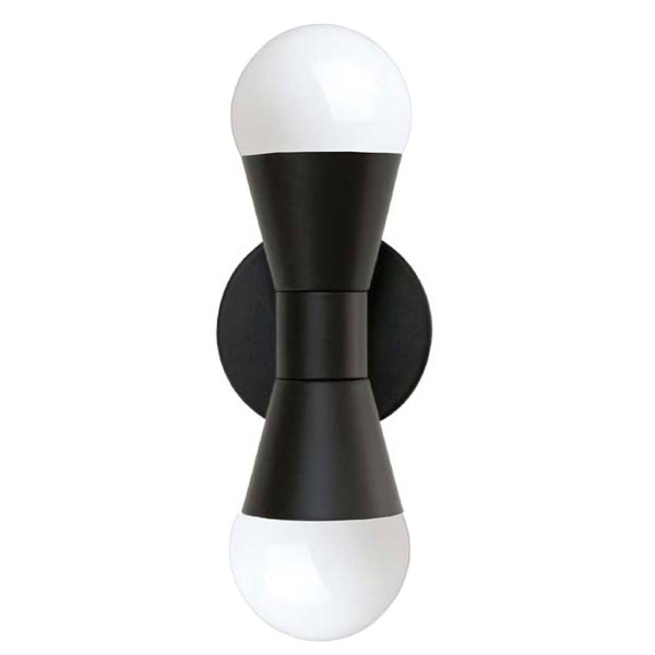 Dainolite 5.4-in W Fortuna 2-Light Matte Black Modern Wall Sconce