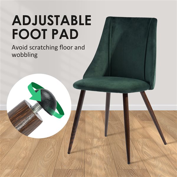 Homycasa Smeg Set of 2 Green Contemporary Polyester/Polyester Blend Upholstered Side Chair (Metal Frame)