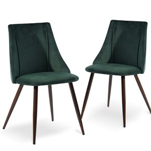 Chaise d'appoint contemporaine rembourrée en polyester/mélange de polyester Smeg de FurnitureR, cadre en métal, vert, 2 pièc