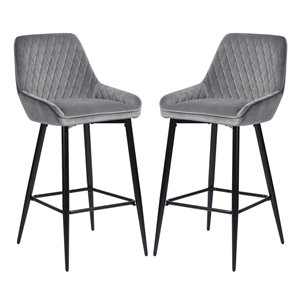 Homycasa Rabiot Grey Bar Height (27-in to 35-in) Bar Stools - Pack of 2