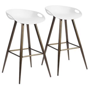 Homycasa Fiyan White and Bronze 27.6-in Bar Height Bar Stools - Pack of 2
