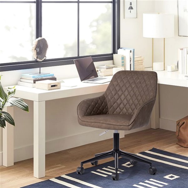 Chaise de bureau pivotante contemporaine et ergonomique avec hauteur réglable Baynes de FurnitureR, brun