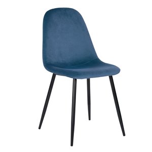 Homycasa Charlton Set of 2 Blue Contemporary Velvet Upholstered Side Chair (Metal Frame)