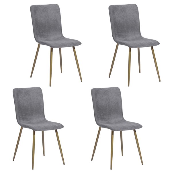 Ensemble de 4 chaises de salle à manger en tissu gris Homycasa - Or