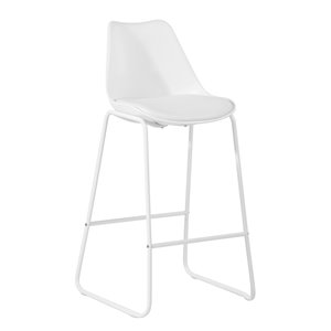 Tabouret de bar rembourré Russ blanc à hauteur de bar (27 po à 35 po) par FurnitureR, ens. de 2