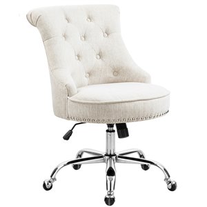 Chaise de bureau pivotante contemporaine et ergonomique avec hauteur réglable Bowden de Homycasa, beige