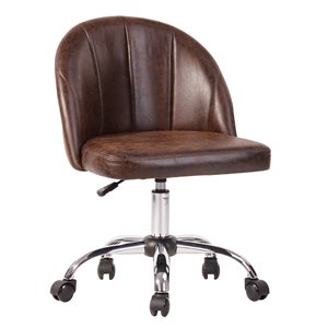 FurnitureR Dearon Brown Contemporary Ergonomic Adjustable Height Swivel Desk Chair