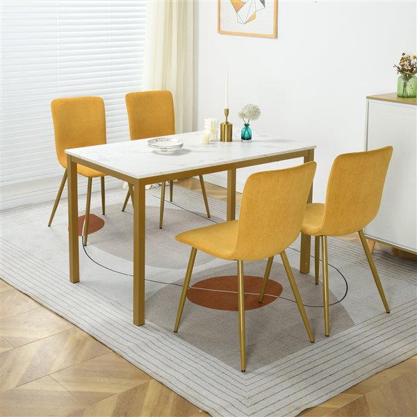 HOMCOM Ensemble de 4 chaises de salle à manger, chaise de cuisine avec  pieds en bois, noir
