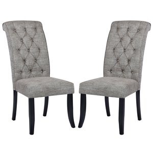 Chaise Parsons contemporaine rembourrée en polyester Wilona de FurnitureR, cadre en composite, gris foncé, 2 pièces