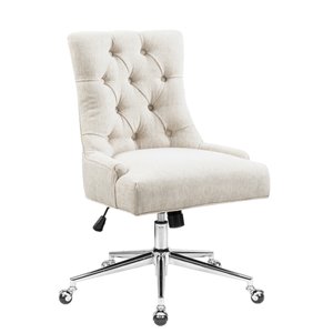 Chaise de bureau pivotante contemporaine et ergonomique avec hauteur réglable Chaden de Homycasa, beige