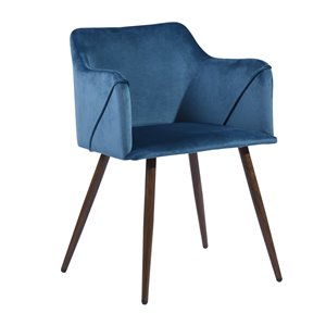 Fauteuil contemporain en velours rembourré Aldridge de FurnitureR, cadre en métal, bleu, 2 pièces
