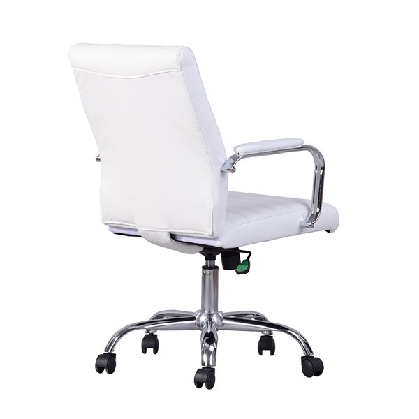 Chaise de bureau pivotante contemporaine et ergonomique avec hauteur réglable Rowell de FurnitureR, blanc