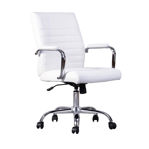 Chaise de bureau pivotante contemporaine et ergonomique avec hauteur réglable Rowell de FurnitureR, blanc