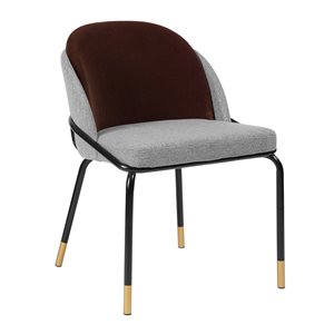 Chaise d'appoint contemporaine rembourrée en polyester/mélange de polyester Grujic de FurnitureR, cadre en métal, brun, 2 pi