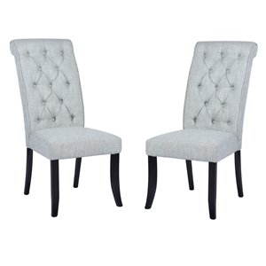 Chaise Parsons contemporaine rembourrée en polyester Wilona de FurnitureR, cadre en composite, gris, 2 pièces