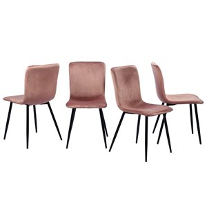 Chaise d'appoint contemporaine rembourrée en polyester Scargill de FurnitureR et cadre en métal, rose, 4 pièces