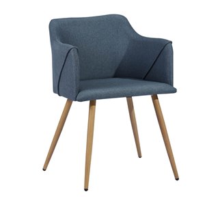 Fauteuil contemporain en polyester/mélange de polyester rembourré Aldridge de FurnitureR, cadre en métal, bleu, 2 pièces