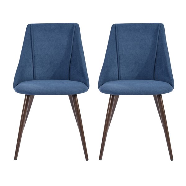 Homycasa Smeg Set of 2 Blue Contemporary Polyester/Polyester Blend Upholstered Side Chair with Metal Frame