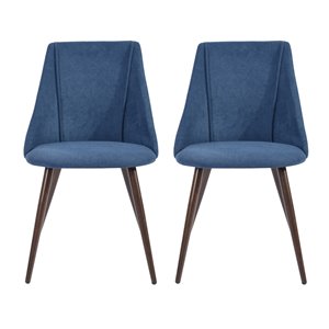 Chaise d'appoint contemporaine rembourrée en polyester/mélange de polyester Smeg de Homycasa et cadre en métal, bleu, 2 pièc
