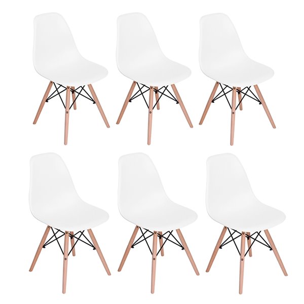 Furniturer Rico Set Of 6 White, How To Clean White Plastic Dining Chairs