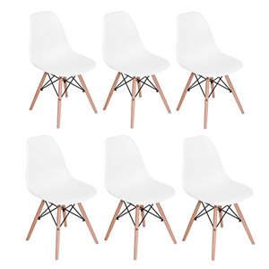FurnitureR Rico Set of 6 White Contemporary Side Chair (Metal Frame)