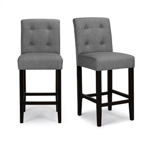 Homycasa Kiki Grey Counter Height 26-in Upholstered Bar Stools - Pack of 2