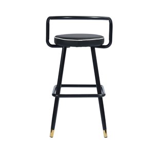 Homycasa Ballon Black Bar Height (27-in to 35-in) Upholstered Bar Stools - Pack of 2