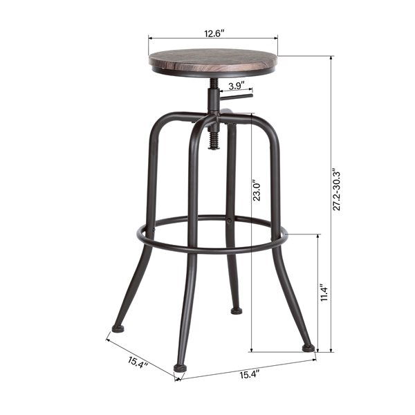 Homy Casa Anacletus Brown Adjustable Height Swivel Bar Stools - Pack of 2